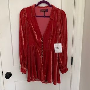 Free People - crushed coral velvet romper
